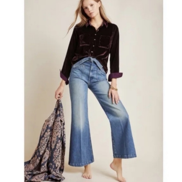 Splendid Moonstone Long Sleeve Velvet Button Front Shirt Top Size XS - Picture 2 of 9